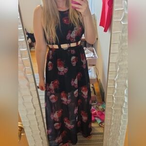 Divided cut out floral maxi dress 14